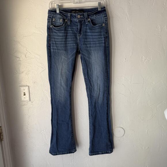 Stella in Dreams Jeans Womens‎ 9 29 Mid Rise Bootcut Sequin Pocket Denim SR116 - Picture 2 of 12